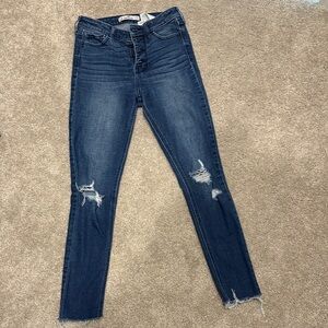 Hollister Dark Blue Distressed High-Rise Skinny Jeans